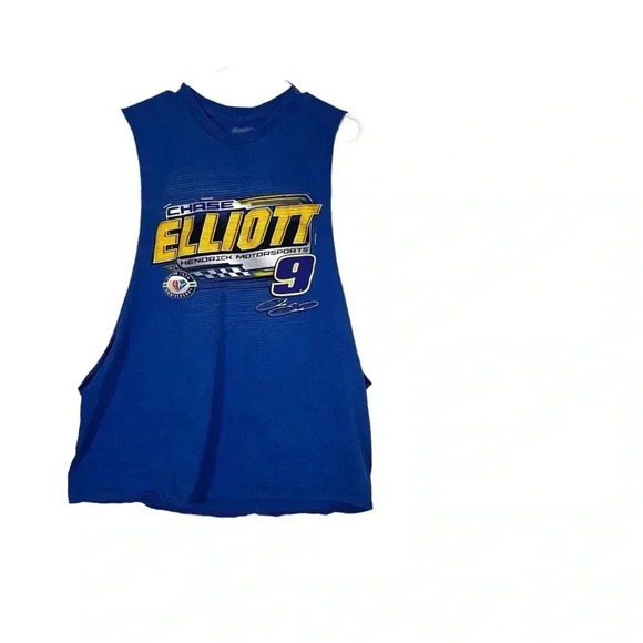 CHASE ELLIOTT #9 NASCAR CUP 75th Anniversary Cut off Sleeve TEE SHIRT Size XL - Picture 2 of 11